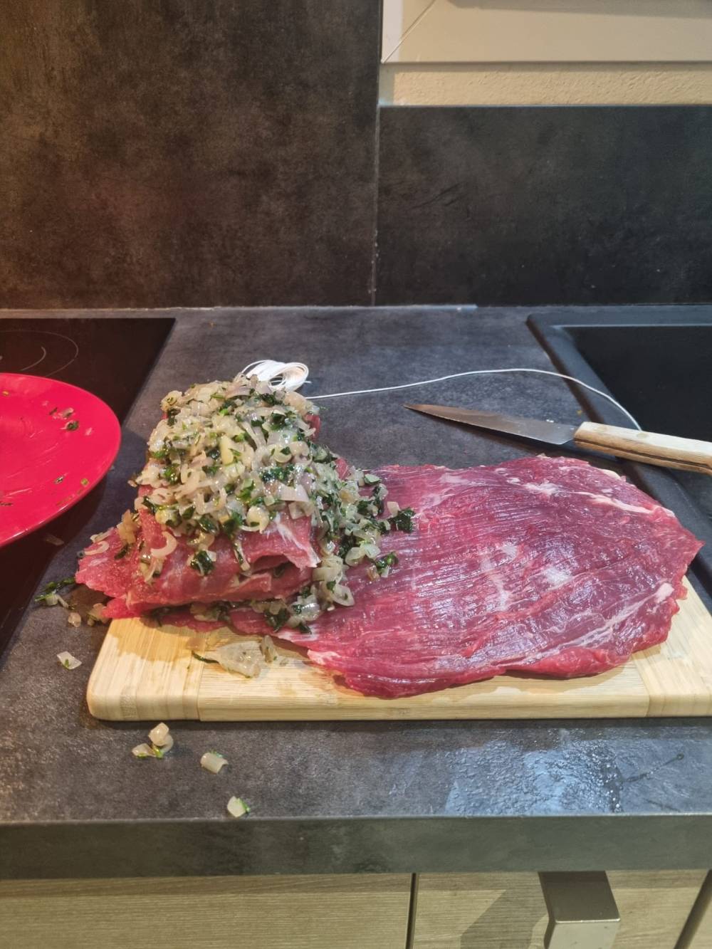 Millefeuille de bavette persillé